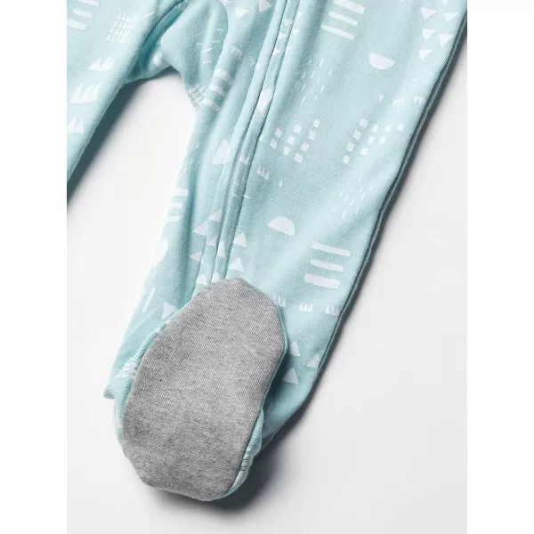 HonestBaby NonSlip Footed Pajamas OnePiece Sleeper Jumpsuit ZipFront PJs 100 Organic Cotton for Baby BoysPattern Play Light Blue
