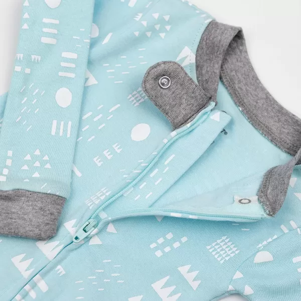 HonestBaby NonSlip Footed Pajamas OnePiece Sleeper Jumpsuit ZipFront PJs 100 Organic Cotton for Baby BoysPattern Play Teal