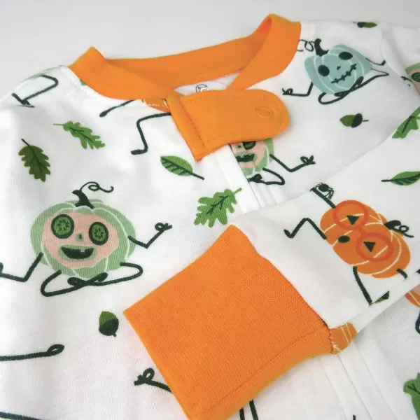HonestBaby NonSlip Footed Pajamas OnePiece Sleeper Jumpsuit ZipFront PJs 100 Organic Cotton for Baby BoysPumpkin Posin