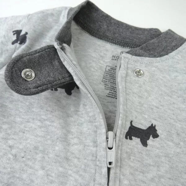 HonestBaby NonSlip Footed Pajamas OnePiece Sleeper Jumpsuit ZipFront PJs 100 Organic Cotton for Baby BoysScotty Dog Light Heather Grey