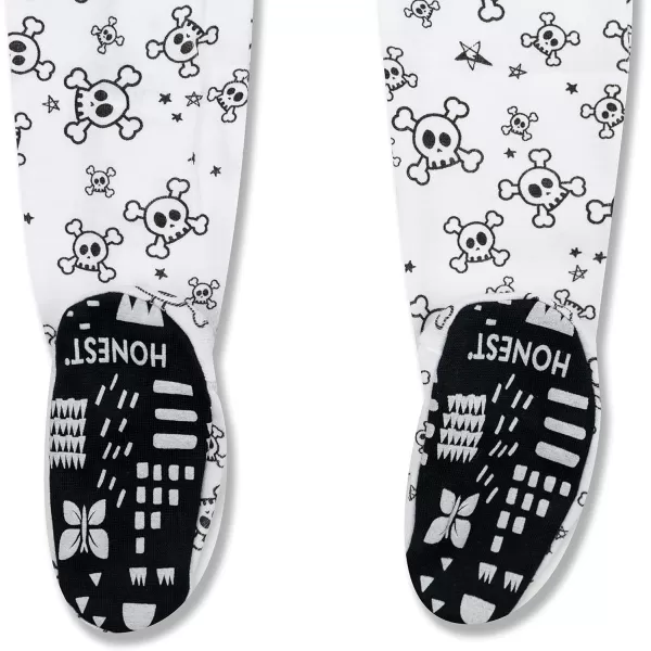 HonestBaby NonSlip Footed Pajamas OnePiece Sleeper Jumpsuit ZipFront PJs 100 Organic Cotton for Baby BoysTossed Skulls