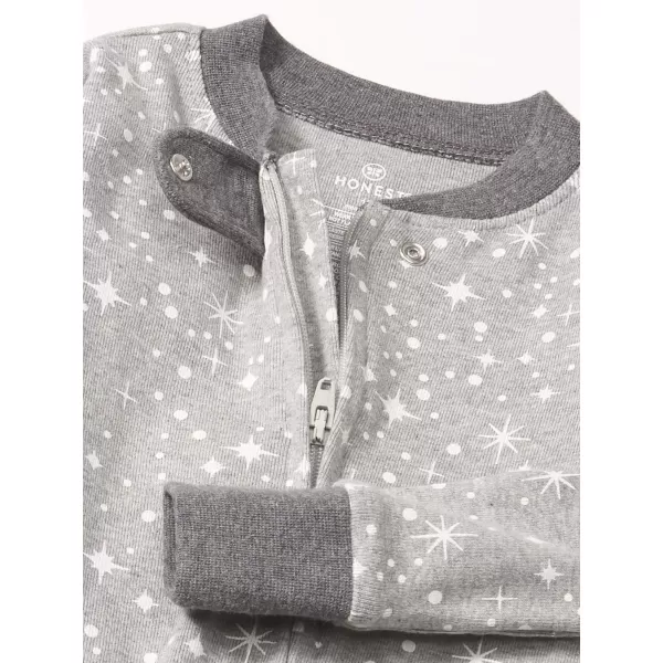 HonestBaby NonSlip Footed Pajamas OnePiece Sleeper Jumpsuit ZipFront PJs 100 Organic Cotton for Baby BoysTwinkle Star