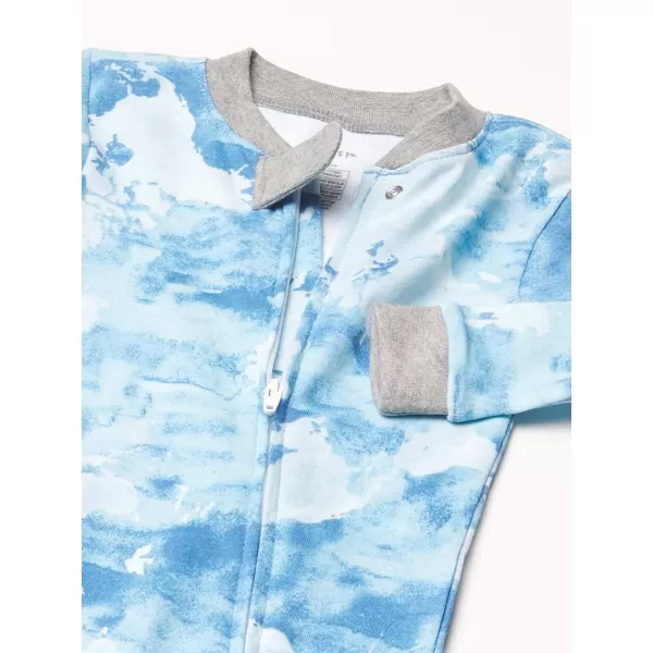 HonestBaby NonSlip Footed Pajamas OnePiece Sleeper Jumpsuit ZipFront PJs 100 Organic Cotton for Baby BoysWatercolor World