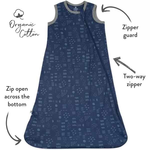 HonestBaby Organic Cotton Classic Lightweight Wearable Blanket LegacyPattern Play Navy