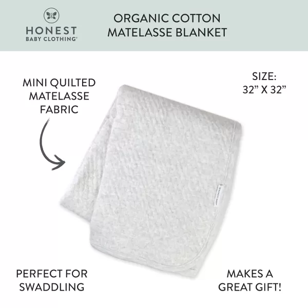 HonestBaby Organic Cotton Matelasse Reversible Receiving Blanket Pattern Play One SizeLight Grey Heather One Size