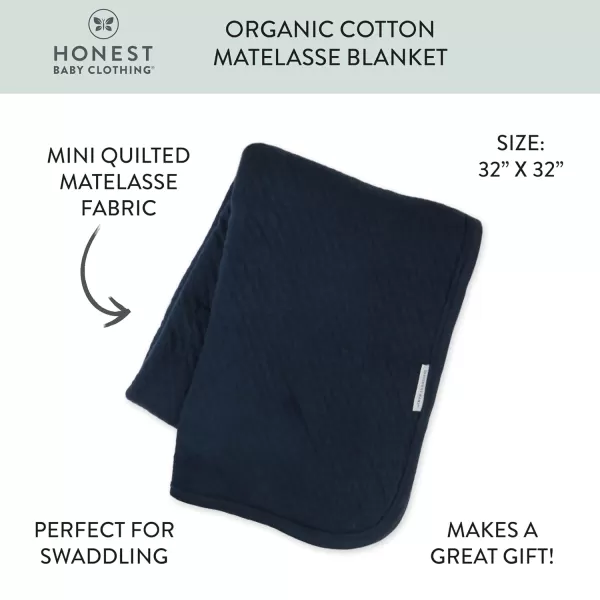 HonestBaby Organic Cotton Matelasse Reversible Receiving Blanket Pattern Play One SizeNavy One Size