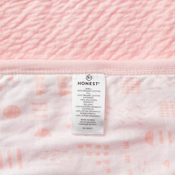HonestBaby Organic Cotton Matelasse Reversible Receiving Blanket Pattern Play One SizePattern Play WhitePink One Size