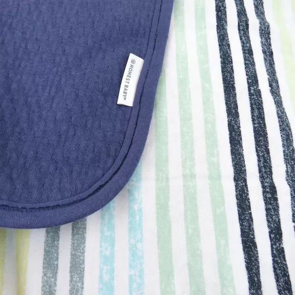 HonestBaby Organic Cotton Matelasse Reversible Receiving Blanket Pattern Play One SizeRainbow Stripe Blues One Size