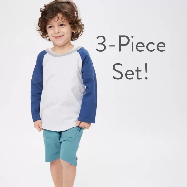 HonestBaby Playwear Outfit Sets Tops and Bottoms 100 Organic Cotton for Baby Toddler Boys Unisex LEGACY3Piece Set Gray Heather Stripe Dip Dye