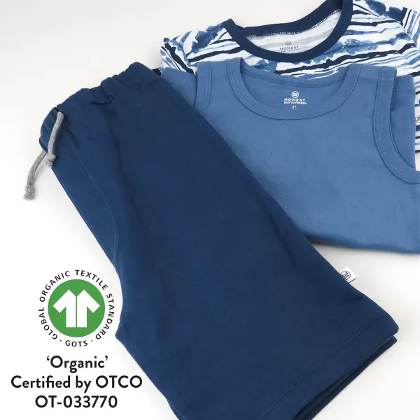 HonestBaby Playwear Outfit Sets Tops and Bottoms 100 Organic Cotton for Baby Toddler Boys Unisex LEGACY3Piece Set Indigo Stripe