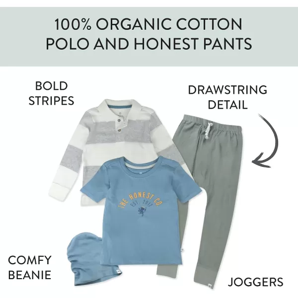 HonestBaby Playwear Outfit Sets Tops and Bottoms 100 Organic Cotton for Baby and Toddler Boys Unisex4 Varsity Grey