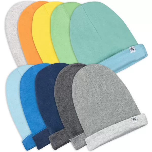 HonestBaby Reversible Beanie Hats Multipack Organic Cotton for Infant Unisex Baby Boys amp Girls10pack Rainbow Boy