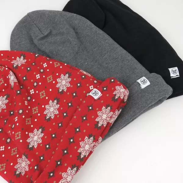 HonestBaby Reversible Beanie Hats Multipack Organic Cotton for Infant Unisex Baby Boys amp Girls3pack Fair Isle Red
