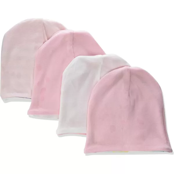HonestBaby Reversible Beanie Hats Multipack Organic Cotton for Infant Unisex Baby Boys amp Girls4pack Rose Blossom