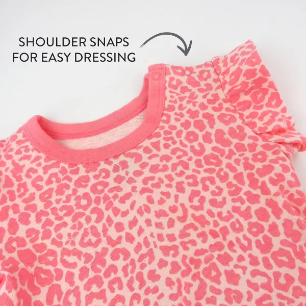 HonestBaby Romper Coverall Sets Onepiece Jumpsuit Organic Cotton Legacy3 Mini Cheetah Coral