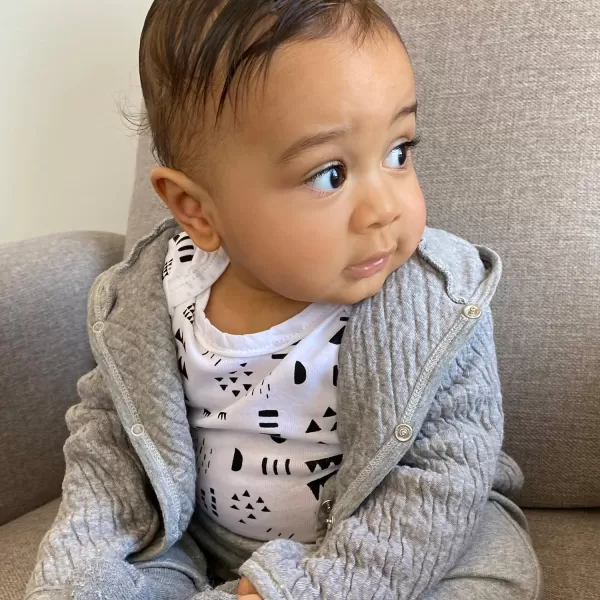 HonestBaby SideSnap Matelasse Mini Quilted Top in Cozy 100 Organic Cotton Infant Baby Boys Girls UnisexGray Heather