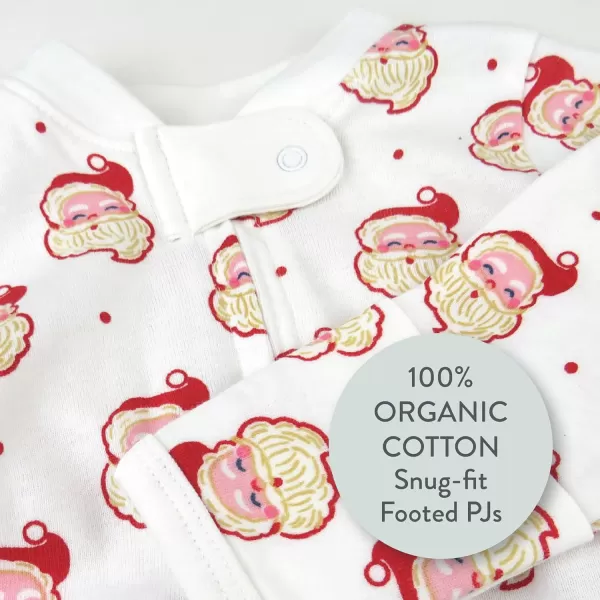 HonestBaby Sleep and Play Footed Holiday Pajamas OnePiece Sleeper Zipfront Organic Cotton PJs Baby Boys Girls Unisex1 Ho Ho Ho