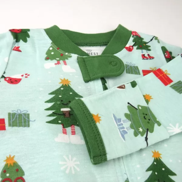 HonestBaby Sleep and Play Footed Holiday Pajamas OnePiece Sleeper Zipfront Organic Cotton PJs Baby Boys Girls Unisex1 Holiday Skate