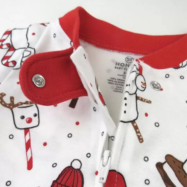 HonestBaby Sleep and Play Footed Holiday Pajamas OnePiece Sleeper Zipfront Organic Cotton PJs Baby Boys Girls Unisex1 Ooie Gooie Holiday