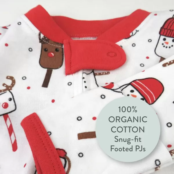 HonestBaby Sleep and Play Footed Holiday Pajamas OnePiece Sleeper Zipfront Organic Cotton PJs Baby Boys Girls Unisex1 Ooie Gooie Holiday