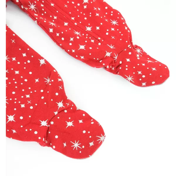 HonestBaby Sleep and Play Footed Holiday Pajamas OnePiece Sleeper Zipfront Organic Cotton PJs Baby Boys Girls Unisex1 Twinkle Star Red
