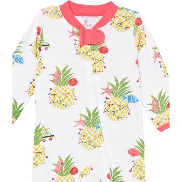 HonestBaby Sleep and Play Footed Holiday Pajamas OnePiece Sleeper Zipfront Organic Cotton PJs Baby Boys Girls Unisex2 Deep Sea Pineapple