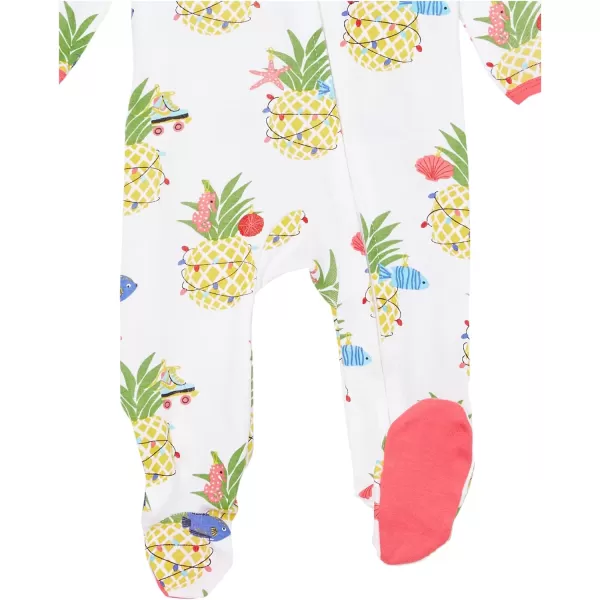 HonestBaby Sleep and Play Footed Holiday Pajamas OnePiece Sleeper Zipfront Organic Cotton PJs Baby Boys Girls Unisex2 Deep Sea Pineapple