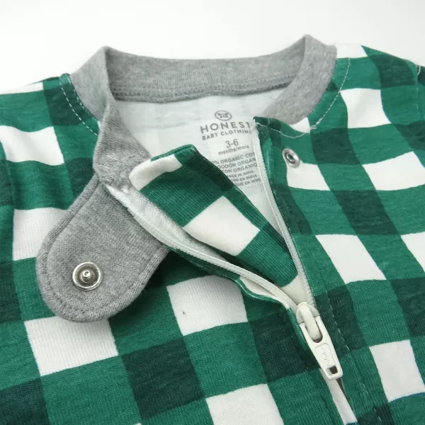 HonestBaby Sleep and Play Footed Holiday Pajamas OnePiece Sleeper Zipfront Organic Cotton PJs Baby Boys Girls Unisex2 Emerald Forest