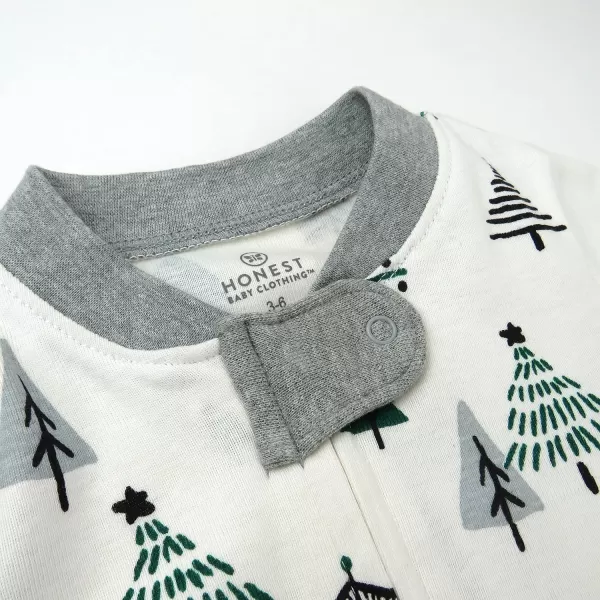 HonestBaby Sleep and Play Footed Holiday Pajamas OnePiece Sleeper Zipfront Organic Cotton PJs Baby Boys Girls Unisex2 Emerald Forest