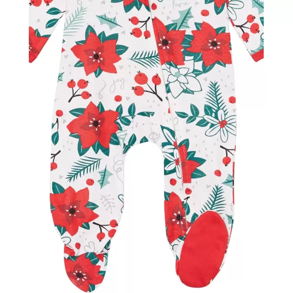 HonestBaby Sleep and Play Footed Holiday Pajamas OnePiece Sleeper Zipfront Organic Cotton PJs Baby Boys Girls Unisex2 Holiday Floral