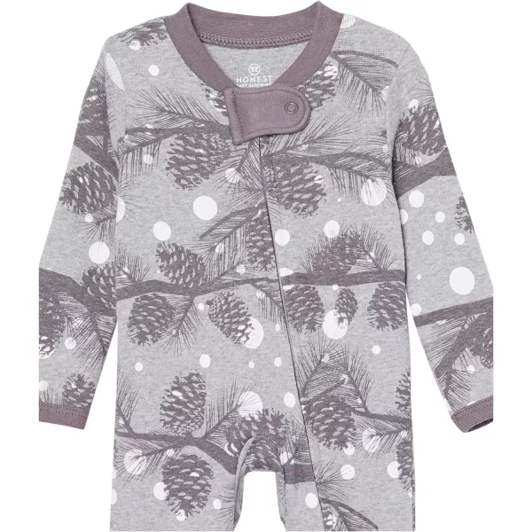 HonestBaby Sleep and Play Footed Holiday Pajamas OnePiece Sleeper Zipfront Organic Cotton PJs Baby Boys Girls Unisex2 Night Pine