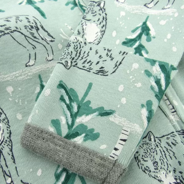 HonestBaby Sleep and Play Footed Holiday Pajamas OnePiece Sleeper Zipfront Organic Cotton PJs Baby Boys Girls Unisex2 Wolf in the Woods