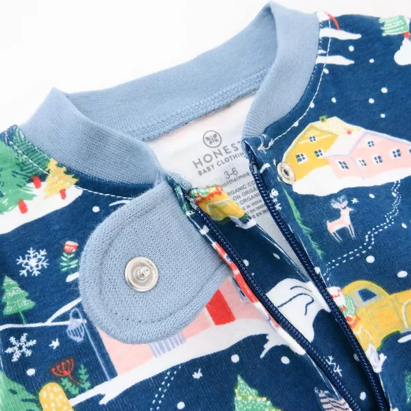 HonestBaby Sleep and Play Footed Holiday Pajamas OnePiece Sleeper Zipfront Organic Cotton PJs BabyBoysGirlsUnisexLEGACY1 Nordic Holiday