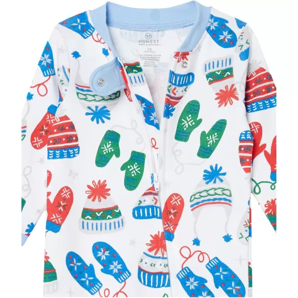 HonestBaby Sleep and Play Footed Holiday Pajamas OnePiece Sleeper Zipfront Organic Cotton PJs BabyBoysGirlsUnisexLEGACY1 Nordic Knits Blue