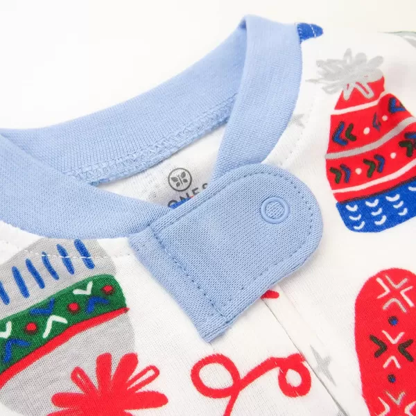 HonestBaby Sleep and Play Footed Holiday Pajamas OnePiece Sleeper Zipfront Organic Cotton PJs BabyBoysGirlsUnisexLEGACY1 Nordic Knits Blue