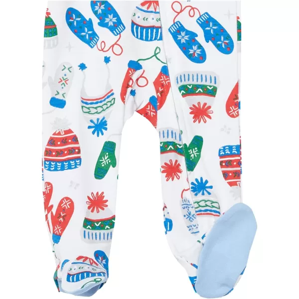 HonestBaby Sleep and Play Footed Holiday Pajamas OnePiece Sleeper Zipfront Organic Cotton PJs BabyBoysGirlsUnisexLEGACY1 Nordic Knits Blue