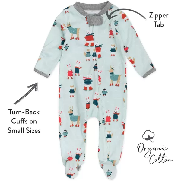HonestBaby Sleep and Play Footed Holiday Pajamas OnePiece Sleeper Zipfront Organic Cotton PJs BabyBoysGirlsUnisexLEGACY1 Skating Buddies