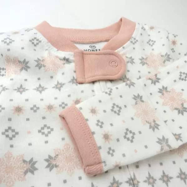 HonestBaby Sleep and Play Footed Holiday Pajamas OnePiece Sleeper Zipfront Organic Cotton PJs BabyBoysGirlsUnisexLEGACY2 Fair Isle Ivory Pink