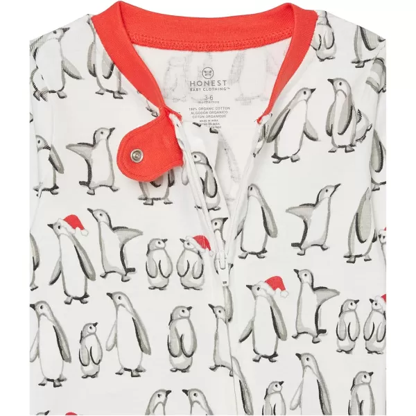HonestBaby Sleep and Play Footed Holiday Pajamas OnePiece Sleeper Zipfront Organic Cotton PJs BabyBoysGirlsUnisexLEGACY2 Penguin Party