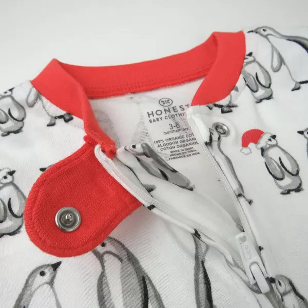 HonestBaby Sleep and Play Footed Holiday Pajamas OnePiece Sleeper Zipfront Organic Cotton PJs BabyBoysGirlsUnisexLEGACY2 Penguin Party