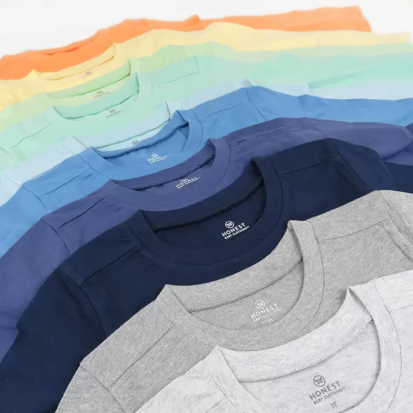 HonestBaby Unisex Baby Multipack Long Sleeve TShirts Tee 100 Organic Cotton10pack Rainbow Blues