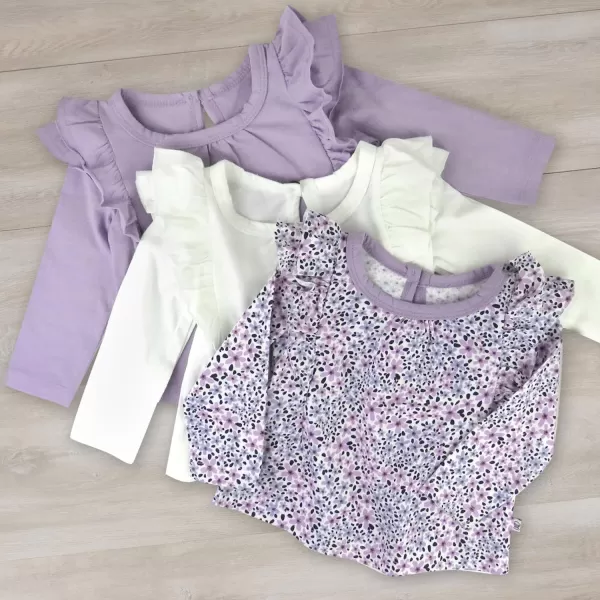 HonestBaby Unisex Baby Multipack Long Sleeve TShirts Tee 100 Organic Cotton3pack Dusty Purple Wisteria