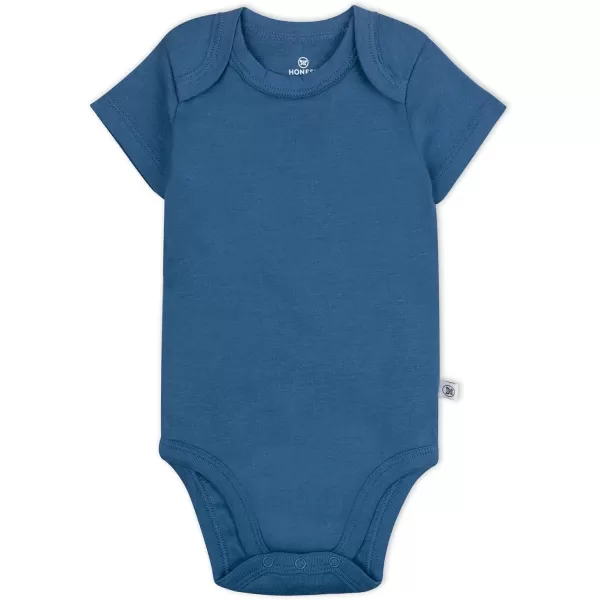 HonestBaby babyboys 5pack Short Sleeve Bodysuits Onepiece 100 Organic Cotton for Infant Baby Boys Unisex5pack Earthy Blues
