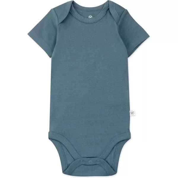 HonestBaby babyboys 5pack Short Sleeve Bodysuits Onepiece 100 Organic Cotton for Infant Baby Boys Unisex5pack Morning Mountains