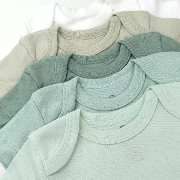 HonestBaby babyboys 5pack Short Sleeve Bodysuits Onepiece 100 Organic Cotton for Infant Baby Boys Unisex5pack Sage Ombre