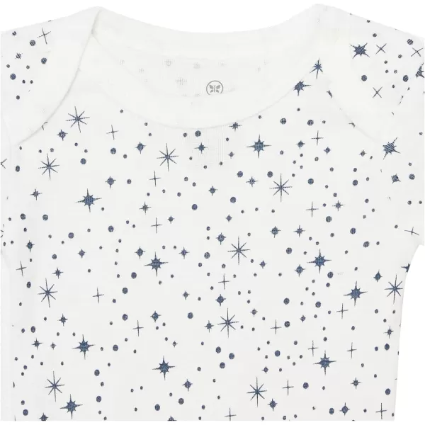 HonestBaby babyboys 5pack Short Sleeve Bodysuits Onepiece 100 Organic Cotton for Infant Baby Boys Unisex5pack Twinkle Star Navy