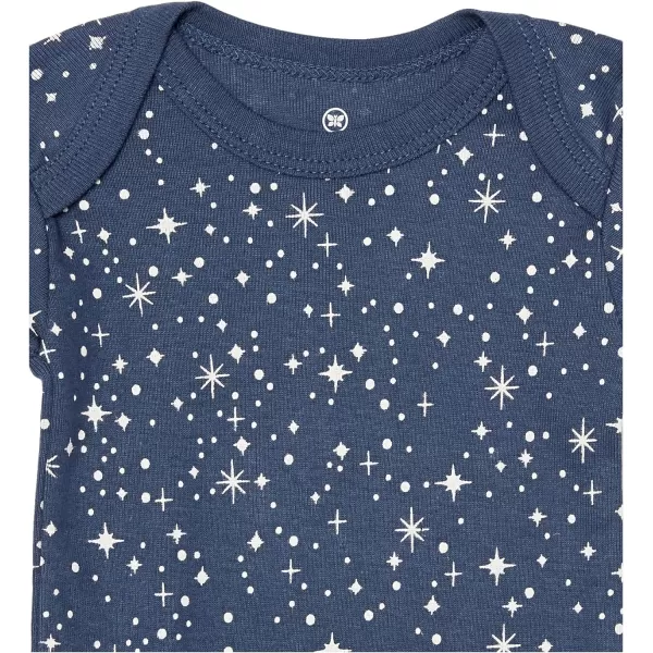 HonestBaby babyboys 5pack Short Sleeve Bodysuits Onepiece 100 Organic Cotton for Infant Baby Boys Unisex5pack Twinkle Star Navy
