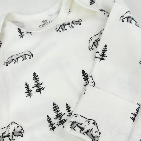 HonestBaby babyboys Multipack Long Sleeve Bodysuits Onepiece Organic Cotton for Infant Baby Boys Unisex Legacy3pack Bear White