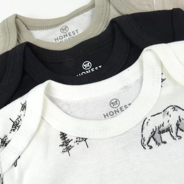 HonestBaby babyboys Multipack Long Sleeve Bodysuits Onepiece Organic Cotton for Infant Baby Boys Unisex Legacy3pack Bear White