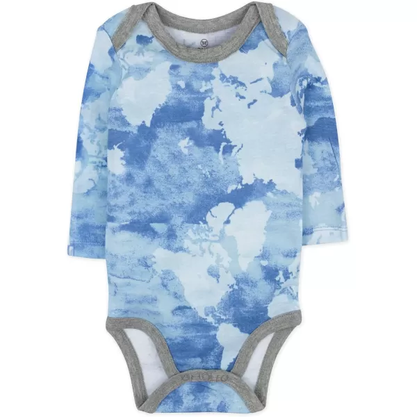 HonestBaby babyboys Multipack Long Sleeve Bodysuits Onepiece Organic Cotton for Infant Baby Boys Unisex Legacy3pack Watercolor World